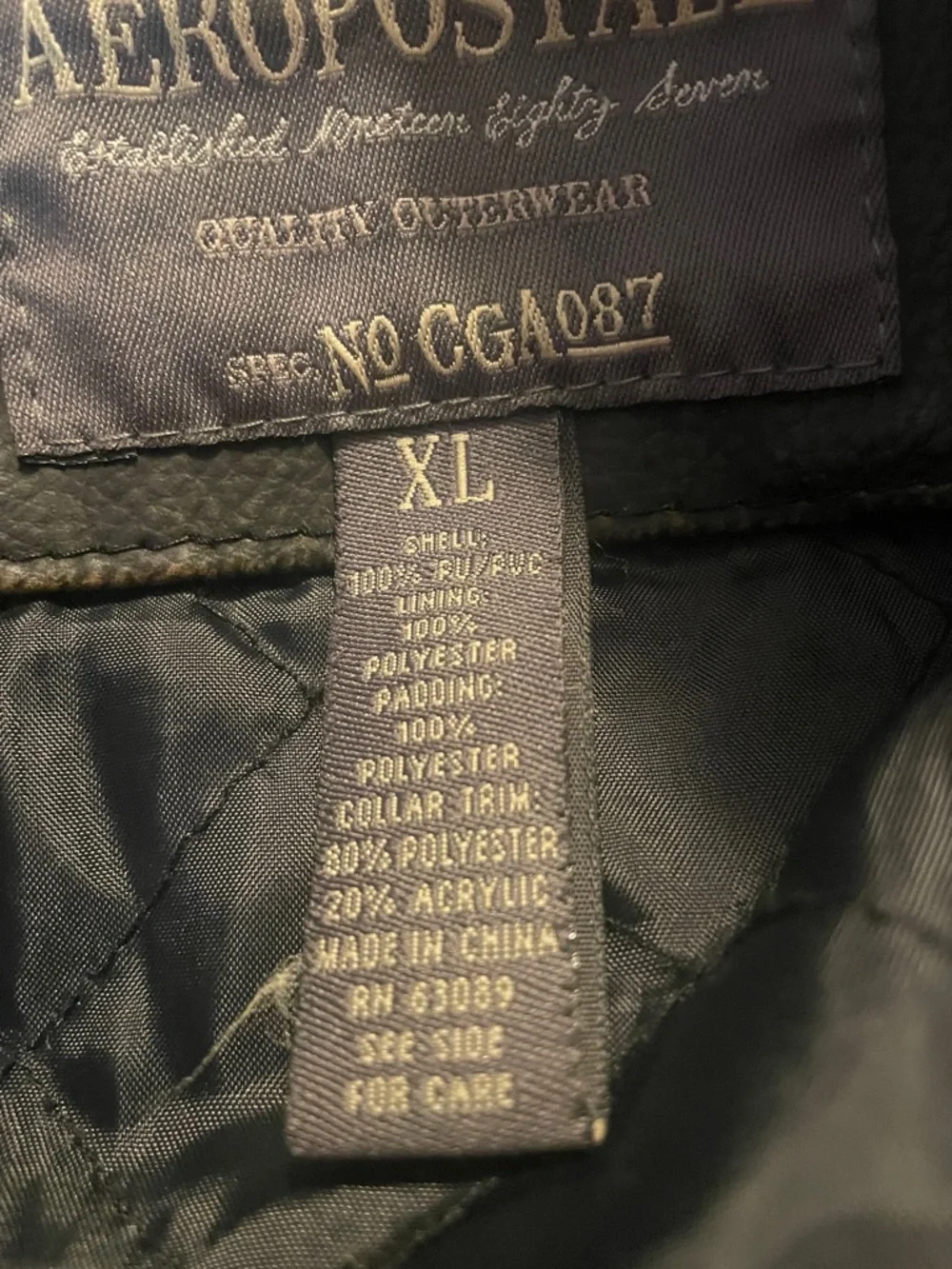 VTG Aeropostale Men's Faux Leather Sherpa Collar Jacket Grunge Streetwear XL